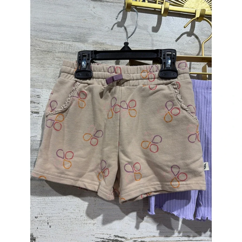 Easy Peasy Okie Dokie Shorts Girls 3T Tan Purple Pink Bundle Ribbed Cotton EUC